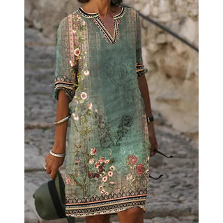 Calista | Women's Bohemian V-Neck Tunic Dress