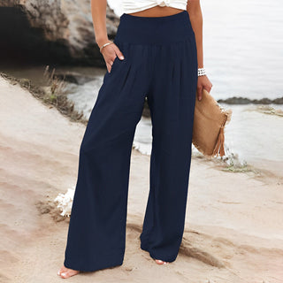Amelyn | Women’s High-Waisted Cotton Linen Palazzo Pants with Wide Leg Design