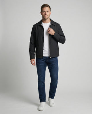Mario | Men’s Black Collared Lightweight Zip-Through Jacket
