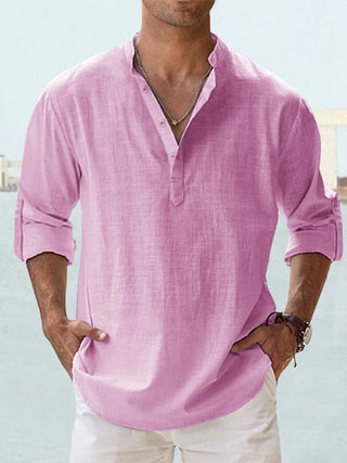Gino | Men’s Long Sleeve Stand Collar Shirt with Mandarin Collar in Breathable Fabric