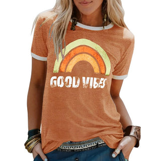 Damaris | Women’s Retro Rainbow Casual Loose-Fit Lightweight Summer Shirt