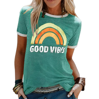 Damaris | Women’s Retro Rainbow Casual Loose-Fit Lightweight Summer Shirt
