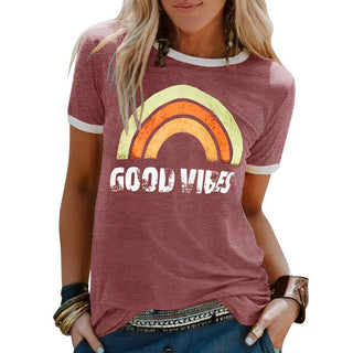 Damaris | Women’s Retro Rainbow Casual Loose-Fit Lightweight Summer Shirt