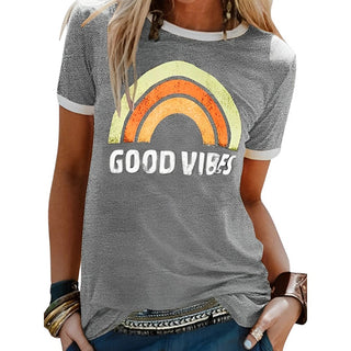 Damaris | Women’s Retro Rainbow Casual Loose-Fit Lightweight Summer Shirt
