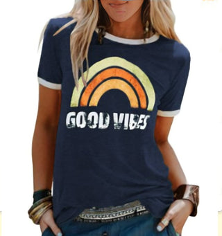 Damaris | Women’s Retro Rainbow Casual Loose-Fit Lightweight Summer Shirt