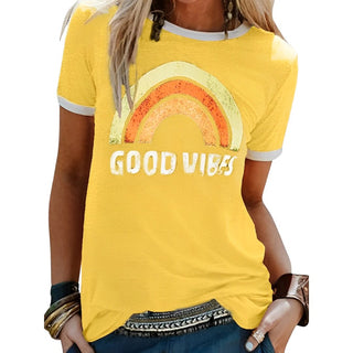 Damaris | Women’s Retro Rainbow Casual Loose-Fit Lightweight Summer Shirt