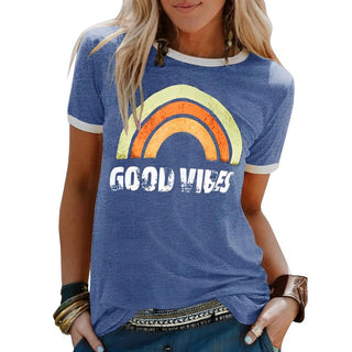 Damaris | Women’s Retro Rainbow Casual Loose-Fit Lightweight Summer Shirt