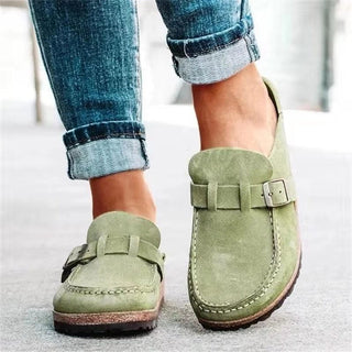 Ruby | Women’s Orthopedic Suede Loafers with Open Heel and Buckle