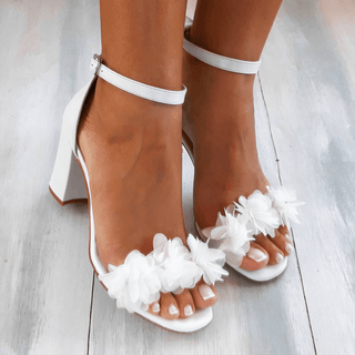 Elodie | Women’s High-Heeled Sandals with Floral Appliqués