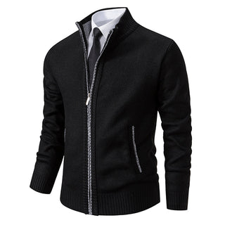 Aaron | Men’s Knitted Sweater Cardigan with Zipper Closure and Stand Collar