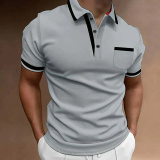 Magnus | Short Sleeve Slim Fit Polo Shirt for Men with Button Placket and Ribbed Cuffs