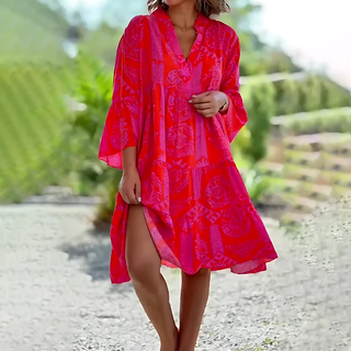 Sheena | Women's Patterned V-Neck Bohemian Shift Dress