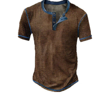 Orson | Men’s Textured Short Sleeve Henley Shirt with Half Buttons