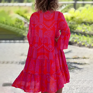 Sheena | Women's Patterned V-Neck Bohemian Shift Dress