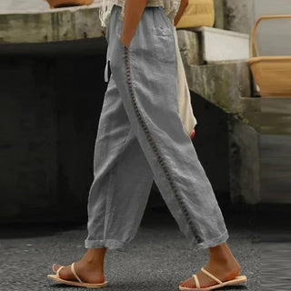 Amabel | Linen-Blend Wide-Leg Pants for Women with Drawstring Waist