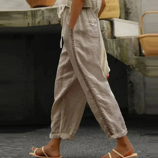 Amabel | Linen-Blend Wide-Leg Pants for Women with Drawstring Waist