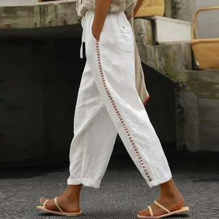 Amabel | Linen-Blend Wide-Leg Pants for Women with Drawstring Waist