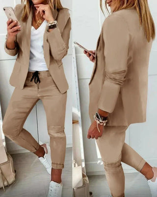 Pia | Women’s Two Piece Suit Set with Single Breasted Blazer and Matching Trousers