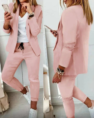 Pia | Women’s Two Piece Suit Set with Single Breasted Blazer and Matching Trousers