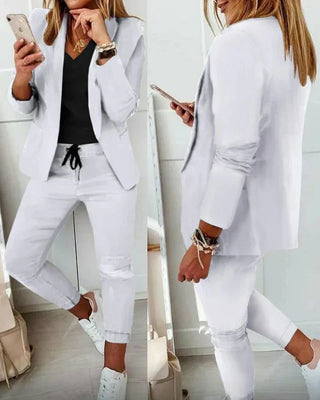 Pia | Women’s Two Piece Suit Set with Single Breasted Blazer and Matching Trousers