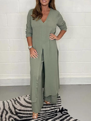 Aureliana | Women’s Two-Piece Set with Longline Tunic Top and Wide-Leg Trousers