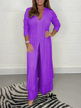 Aureliana | Women’s Two-Piece Set with Longline Tunic Top and Wide-Leg Trousers