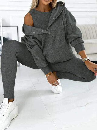 Novalyn | Women’s Three-Piece Tracksuit Set with Oversized Hoodie, Tank Top, and Skinny Leggings