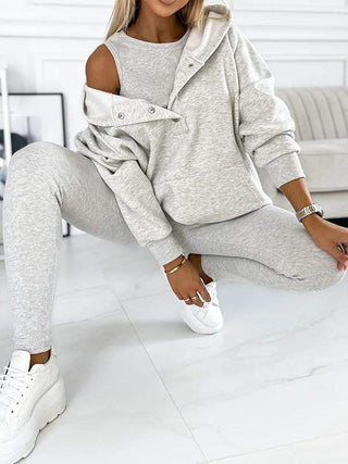 Novalyn | Women’s Three-Piece Tracksuit Set with Oversized Hoodie, Tank Top, and Skinny Leggings