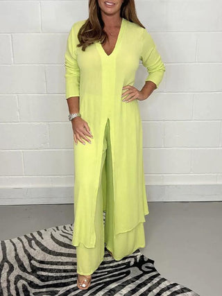 Aureliana | Women’s Two-Piece Set with Longline Tunic Top and Wide-Leg Trousers