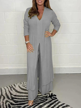 Aureliana | Women’s Two-Piece Set with Longline Tunic Top and Wide-Leg Trousers