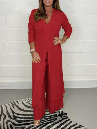 Aureliana | Women’s Two-Piece Set with Longline Tunic Top and Wide-Leg Trousers