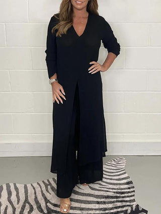 Aureliana | Women’s Two-Piece Set with Longline Tunic Top and Wide-Leg Trousers