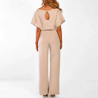 Ulrica | Short Sleeve Jumpsuit with Tie Waist and Straight-Leg Design for Women