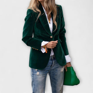 Elena | Women’s Tailored Blazer with Notched or Peak Lapel Collar and Single Button Front Closure