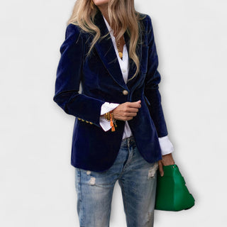Elena | Women’s Tailored Blazer with Notched or Peak Lapel Collar and Single Button Front Closure