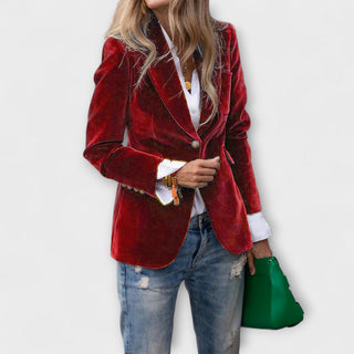 Elena | Women’s Tailored Blazer with Notched or Peak Lapel Collar and Single Button Front Closure
