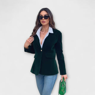 Elena | Women’s Tailored Blazer with Notched or Peak Lapel Collar and Single Button Front Closure