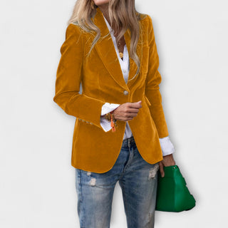 Elena | Women’s Tailored Blazer with Notched or Peak Lapel Collar and Single Button Front Closure