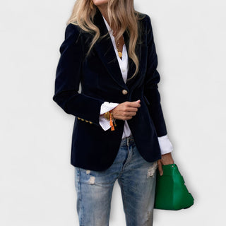 Elena | Women’s Tailored Blazer with Notched or Peak Lapel Collar and Single Button Front Closure