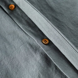 Adrian | Men’s Elegant Band Collar Button-Up Shirt with Modern Japanese Design