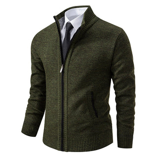 Aaron | Men’s Knitted Sweater Cardigan with Zipper Closure and Stand Collar