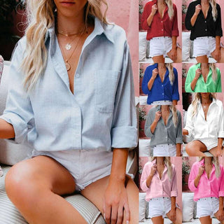Annalyn | Women’s Oversized Casual Button Down Shirt with Classic Lapel Collar