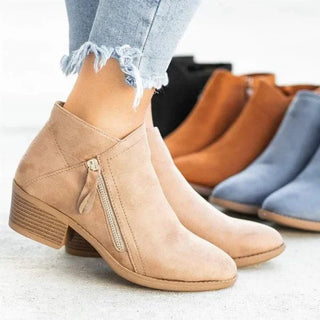 Maricar | Women’s Suede Ankle Boots with Side Zipper