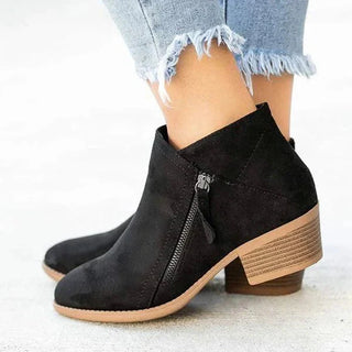 Maricar | Women’s Suede Ankle Boots with Side Zipper