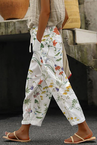 Zared | Women’s Wide Leg Ankle-Length Pants with High Elastic Drawstring Waist