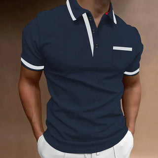 Magnus | Short Sleeve Slim Fit Polo Shirt for Men with Button Placket and Ribbed Cuffs