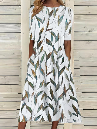 Serenity | Women's Floral Midi Dress with Pockets