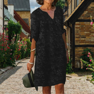 Maya | Women's Cotton Linen Embroidered Tunic Dress