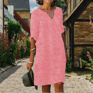 Maya | Women's Cotton Linen Embroidered Tunic Dress