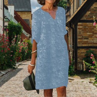 Maya | Women's Cotton Linen Embroidered Tunic Dress